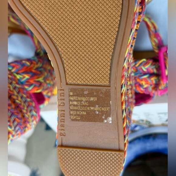 🆕 GIANNI BINI 🧿 NWOB Santi Woven Beaded Wedge Sandals - Rainbow Multi, Sz US 8 - Picture 16 of 16